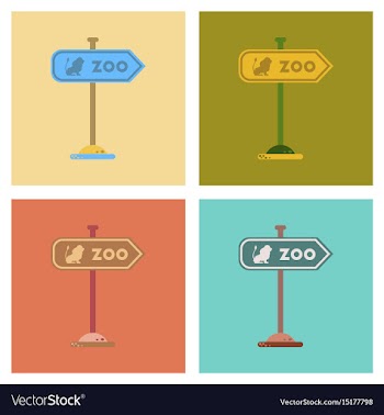 Assembly flat icons zoo sign vector image
