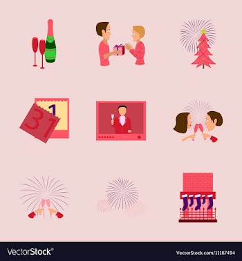 Assembly flat New Year celebration vector image