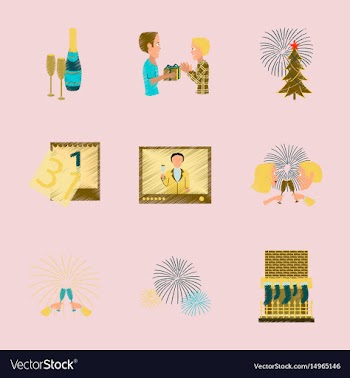 Assembly flat new year celebration vector image