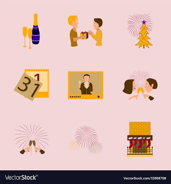 Assembly flat new year celebration vector image