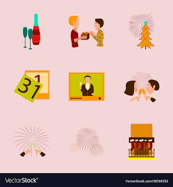 Assembly flat new year celebration vector image