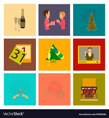 Assembly flat new year celebration vector image
