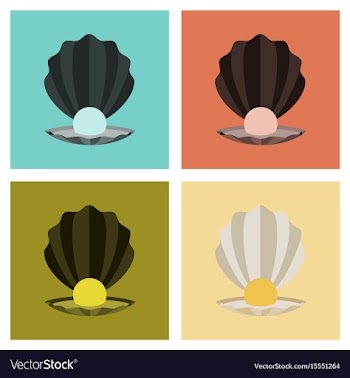 Assembly flat pearl mussel vector image