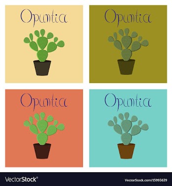 Assembly flat plant opuntia vector image