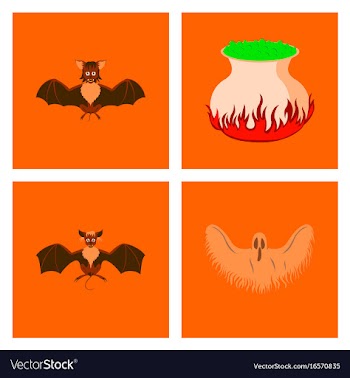 Assembly flat potion cauldron bat ghost vector image