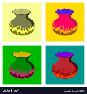 Assembly flat potion cauldron vector image