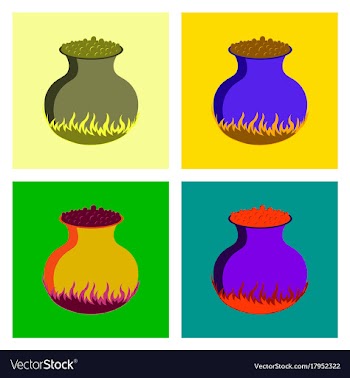 Assembly flat potion cauldron vector image