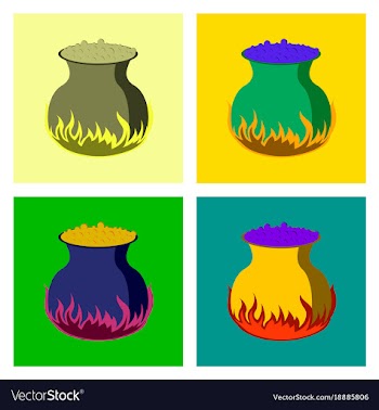 Assembly flat potion cauldron vector image