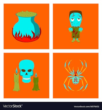 Assembly flat potion cauldron zombie men spider vector image