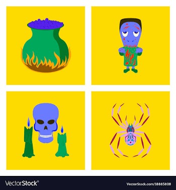 Assembly flat potion cauldron zombie men spider vector image