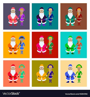 Assembly flat santa claus and girl vector image