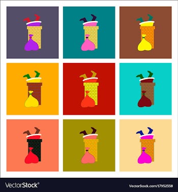 Assembly flat santa claus in chimney vector image