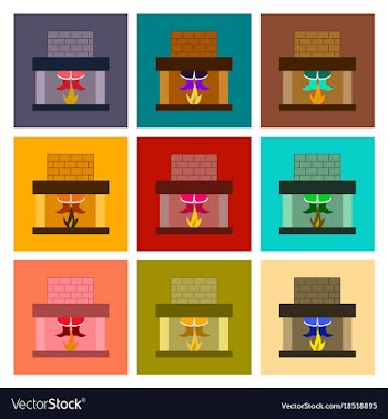 Assembly flat santa claus in fireplace vector image
