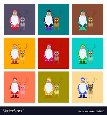 Assembly flat santa claus reindeer vector image