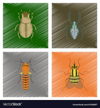 Assembly flat shading style bug vector image