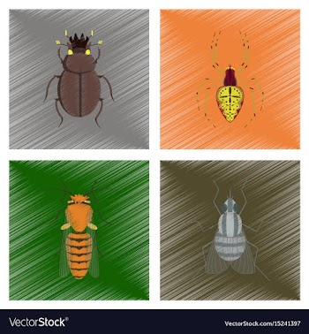 Assembly flat shading style bug vector image