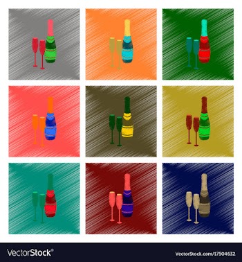 Assembly flat shading style champagne bottle and vector image