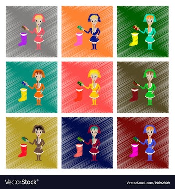 Assembly flat shading style christmas girl gifts vector image