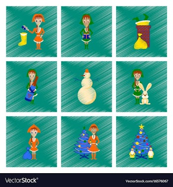 Assembly flat shading style christmas girl vector image