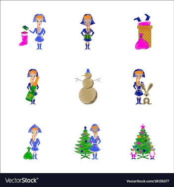 Assembly flat shading style christmas girl vector image