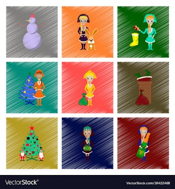 Assembly flat shading style christmas girl vector image