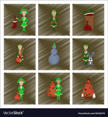 Assembly flat shading style christmas girl vector image