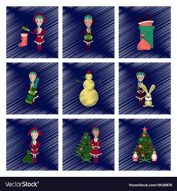 Assembly flat shading style christmas girl vector image