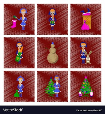 Assembly flat shading style christmas girl vector image