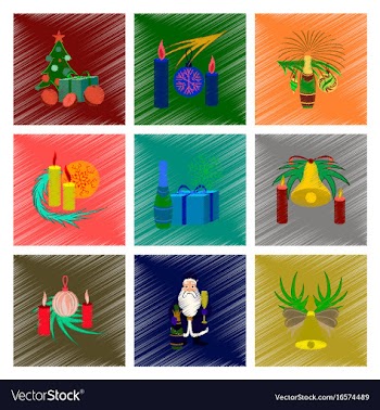 Assembly flat shading style christmas tree bells vector image