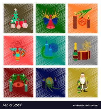 Assembly flat shading style christmas tree bells vector image