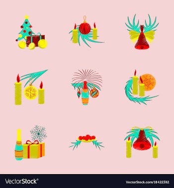 Assembly flat shading style christmas tree bells vector image