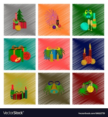 Assembly flat shading style christmas tree bells vector image