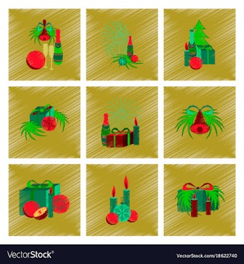 Assembly flat shading style christmas tree bells vector image