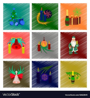 Assembly flat shading style christmas tree bells vector image