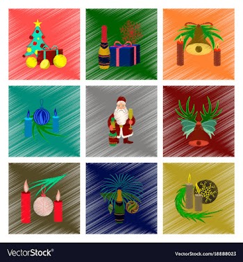 Assembly flat shading style christmas tree bells vector image