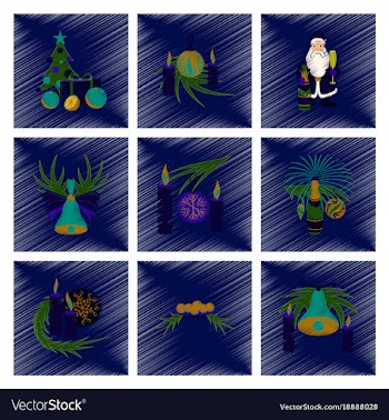 Assembly flat shading style christmas tree bells vector image