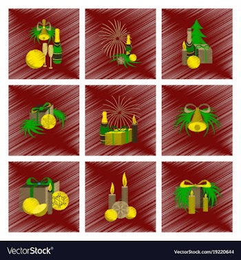 Assembly flat shading style christmas tree bells vector image