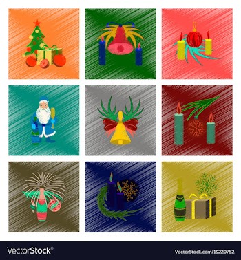 Assembly flat shading style christmas tree bells vector image