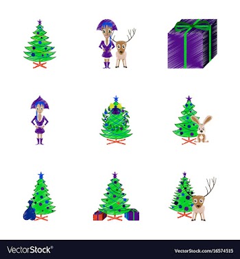 Assembly flat shading style christmas tree deer vector image