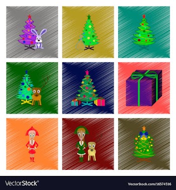 Assembly flat shading style christmas tree deer vector image