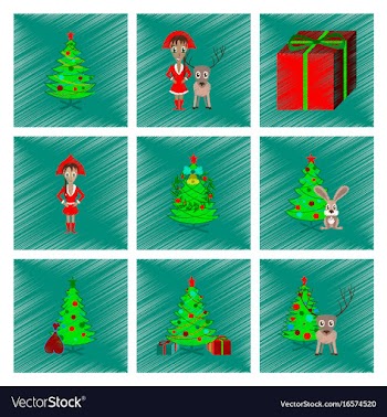 Assembly flat shading style christmas tree deer vector image