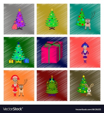 Assembly flat shading style christmas tree deer vector image