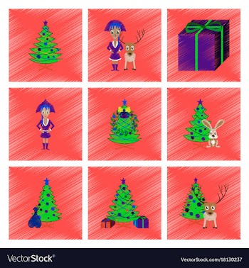 Assembly flat shading style christmas tree deer vector image