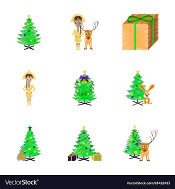 Assembly flat shading style christmas tree deer vector image