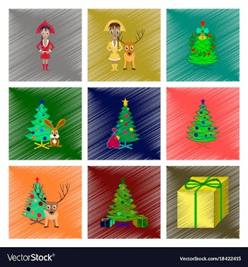 Assembly flat shading style christmas tree deer vector image