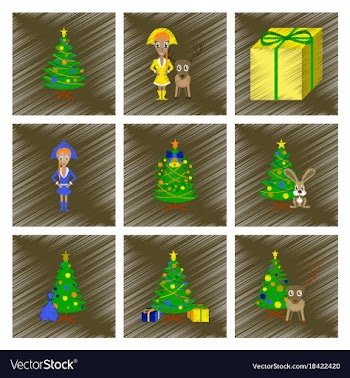 Assembly flat shading style christmas tree deer vector image
