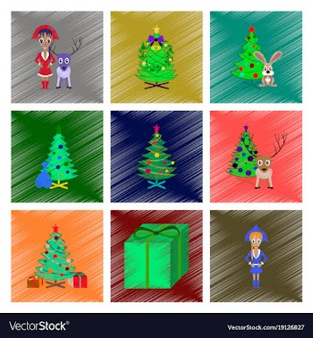 Assembly flat shading style christmas tree deer vector image