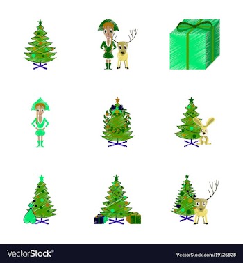 Assembly flat shading style christmas tree deer vector image