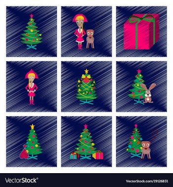 Assembly flat shading style christmas tree deer vector image