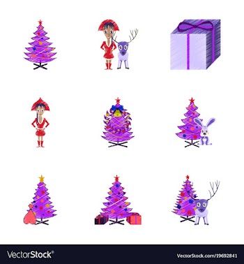 Assembly flat shading style christmas tree deer vector image
